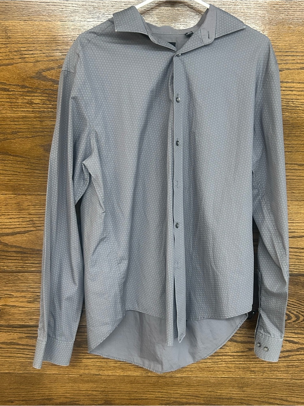 Calvin Klein XL Men's Gray Patterned Long-Sleeve Dress Shirt